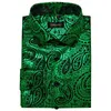 Chemises habillées pour hommes vert Paisley dorure pour hommes à manches longues décontracté hauts luxe mariage bal smoking Social chemise Blouse vêtements