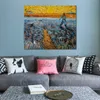 Handgemaakte canvas kunst zaaier met ondergaande zon Vincent van Gogh schilderij impressionistisch landschap kunstwerk badkamer decor