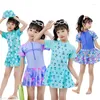 Women's Swimwear Girl Conjoined Body 2-piece Set Surfing Suit Quick Drying Sunscreen Swimsuit Comfort Short Sleeve Children Bathing