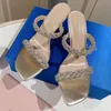 2023 vrouw pantoffels Classic Hoge hakken Sandalen Designer Hakken 7.5cm leer Suede feesten trouwjurk Bezetting zomer sexy Sliders Sandaal maat 35-41 met doos