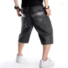 Jeans pour hommes été Baggy court pour homme bleu clair Denim Shorts mode Hip-Hop jambe large ample mâle pantalon grande taille 30-42-44-46