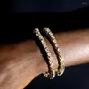 Bracelets porte-bonheur glacé Bling strass chaîne cubaine pour hommes femmes Hip Hop 2 rangées Rong lien hommes Bracelet Couple bijoux