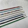 5 mm Baguette buntes Zirkonia-Tennis-Armband, Bling, weiß vergoldet, quadratisch, rot, blau, Stein, Ketten, Armbänder, Armreif für Frauen, Hip-Hop-Schmuck, Großhandelsgeschenke