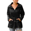 Женские куртки женщины плюс размер осенний водонепроницаемый куртка с капюшоном с длинным рукавом на молнии на молнии.