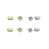 Pendientes de tuerca Minimal Delicate 925 Sterling Silver Bisel Setting Ear Jewelry Moda White Fire Opal CZ Star Sun para mujeres