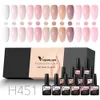 Nail Polish 12pcs/kit Venalisa Rubber Base Color Gel Nail Polish Builder UV Construction Semi Permanent Jelly Pink Gel Pigment Nail Manicure 230711