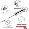 Meat Poultry Tools Stainless Steel BBQ Injector Syringe Marinade 2 Ounce Capacity with 6 Needles Silicone Brush 230712