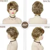 Synthetic Wigs GNIMEGIL For Women Brown Mix Blonde Short Wig With Bangs Layered Bob Mommy Cosplay Family Party Daily Use