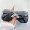 Solglasögon Y2K Vintage Punk Diamond båglösa kvinnor Solglasögon Märkesdesigner Trend Mode Lyx Kristall Rhineston Metal Shades