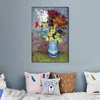 Flowers in A Blue Vase Vincent Van Gogh Painting Handmade Oil Reproduction Landscape Canvas Art High Quality