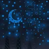 Outros adesivos decorativos Blue Moon Stars Luminous Wall Stickers for Kids Rooms Decoration Art Fluorescente Unicorn Wall Decals Glow in the Dark Adesivos x0712