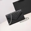 Designer Envelope Woc Shoulder Crossbody Bags Wallet On Chain Moda Feminina Atacado Masculino Luxo Bolsa De Couro Genuíno Preto Caqui Branco Caviar Bolsa Aba Bolsa