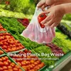Sacos de produção de malha reutilizáveis com costura dupla e cordão de malha, bolsa multifuncional para alimentos, frutas e legumes, sacos de armazenamento