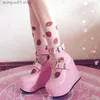 Sandals Brand Design Dropship Sweet Lolita Style Gothic Cosplay Black Pink Cozy Wedges Mary Jane High Heels Pumps Platform Shoes Woman T230712