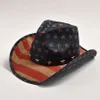 Nuovo cappello da cowboy occidentale di paglia fatto a mano Moda bandiera americana Cowgirl Cappelli jazz Summer Beach Sun Hat Sombrero Hombre Caps