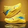 New Arrival Basketball Shoes Womens Mens Sneakers Blue White Yellow High Top Casual Trainers For Youth