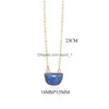 Pendant Necklaces Creative Natural Stone Necklace Facted Shape Lapis Lazi Pink Crystal High Grade Jewelry Drop Delivery Pendants Dhfdr