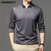 Polos Masculinos COODRONY Marca Primavera Outono Chegadas Alta Qualidade 100% Algodão Macio Gola Moda Manga Longa Camisa Polo Roupas Masculinas C5047 230711