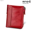RFID ダブルジッパー女性財布本物の牛革高品質カードホルダー女性の財布ヴィンテージコインホルダー財布女の子 L230704