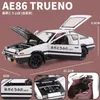 Diecast Model 1/20 Фильм начальный D AE86S Сплав сплав-модель модели Metal Metal Toy Model Высокий симуляционный звук и световые сериалы Детские подарки 230711