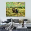 Deux femmes paysannes creusant dans le champ fait à la main Vincent Van Gogh peinture paysage impressionniste toile Art pour décor d'entrée