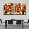 Unframed 2 Panel Handgemaakte Bloem Cup Set Abstract Modern Olieverfschilderij Home Decor Voor Keuken Wall Art Foto L230704