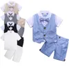 Anzüge Baby Jungen Kleidung Set Säugling Gentleman Outfit Top Shorts Taufe Hochzeit Geburtstag Geschenk Kostüm 2PCS Kinder Sommer Kleidung Anzug 230711