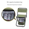 Muebles de campamento, silla plegable 3 en 1 para exteriores con bolsa de almacenamiento de hielo, respaldo, portátil, equipo de pesca para acampar de alta carga