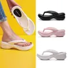 HOT Sandals White Wedge Summer Flip Flops for Women Chunky Platform Clip Toe Shoes Woman Beach Casual Outdoor Slippers 230417