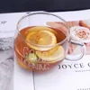 Tazze 1pcs lettera stampata stampato trasparente vetro creativo caffè da tè tazze da tè dessert tazza di latte per latte tazza di vetro maneggersi bevande r230712