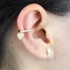 Brincos nas costas Liquidação 1 peça SEM piercing Feminino Ear Cuff Micro Pave Cz Coração Pingente Brinco Moda