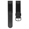 Watch Bands YQI Italian Genuine Leather Nylon Watchband 16mm 18mm 20mm 22mm 24mm Strap Black Steel Buckle Women