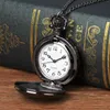 Montres de poche 100pcs / lot Vintage Noir Taille Moyenne Flip Quartz Collier Femmes Hommes Cadeau En Gros