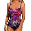 Maillot de bain femme Sexy imprimé Floral une pièce maillot de bain fermé grande taille Plus Push Up maillot de bain corps maillots de bain femmes plage piscine 2023