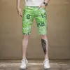 Heren Jeans Zomer Geborduurde Heren Zwarte Denim Shorts Slim Fit Stretch Rechte Mid Taille Broek Gedrukt Camouflage Stijl Puur Katoen 3D 2024