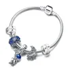 BAOPON 2022 New Silver Color Charm Bracelets Avec Blue Star Moon Perles Pendentif Pour Femmes Espace Série Bijoux Cadeau Dropshipping L230704