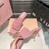 High Heel Sandal Slippers Leather Top Indoor and Outdoor Beach Shoes 2023 new fashion summer shoes Lady Casual kitten heel size 35-45 letter printed slippers