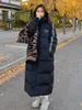 Autumn and winter women's long hooded and velvet down jacket, sleeve stripe pattern, straight version, simple and fashionable.