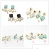 Stud Mode Vergulde Natuursteen Oorbellen Geometrische Driehoek Turquoise Voor Vrouwen Sieraden Drop Levering Dh0Bs