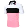 Hommes Polos Hommes TShirt À Manches Courtes Polo Splicing Contrast Urban Business Casual Mode Revers Rib Top 230712