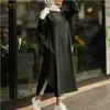 Ethnic Clothing Muslim Dress Women Hijab Shirt Long Sleeve Maxi Vestido Female Robe Femme Pocket Round Neck A-line Skirt Casual Gown