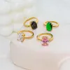 Anneaux de mariage Boho Bling couleur CZ en acier inoxydable femmes plaqué or 18 carats bijoux élégants pour cadeau de petite amie