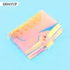 Creative Rainbow Laser Transparent Notebook Diary Cover Glitter Loose Leaf Note Book Planner Clip Office Supplies A5 A6 A7