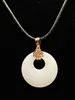 Pendant Necklaces Natural White Jade Round Circle Necklace Transparent White Jade 925 Silver Pendant Necklace Generous Jewelry Gift for Woman HKD230712