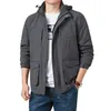 Herren Frühling und Herbst dünne Multi-Pocket-Herren-Freizeitjacke lockerer wind- und wasserdichter Mantel