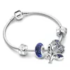 BAOPON 2022 Neue Silber Farbe Charme Armbänder Mit Blauen Stern Mond Perlen Anhänger Für Frauen Raum Serie Schmuck Geschenk Dropshipping l230704