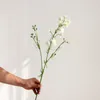4 fiori artificiali di fascia alta, Delphinium, viole al tocco reale, fiori finti per la casa, soggiorno, tavola da festa, decorazioni per matrimoni, composizione floreale Phalaenopsis
