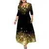 Plus Size Jurken 5Xl Feestjurk Elegante Zomer Maxi Dames 2023 Ronde Hals Print Hol Lange Formele Gelegenheid