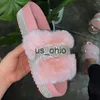 Tofflor Lyx Designer Kvinnor Päls Rhinestone Tofflor Plattform Kilar Häl Solid Fluffy Furry Slides Utanför Sexiga skor Dam Whosale J230712