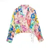 Damesblouses Overhemden Blouses 2023 New Fashion Printing V-hals Slanke stropdas Lente Damesoverhemden Chique Joker Jeugdtops met lange mouwen L230712